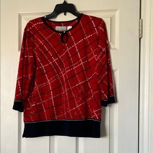 Alfred Dunner Red and Navy Blue Blouse.